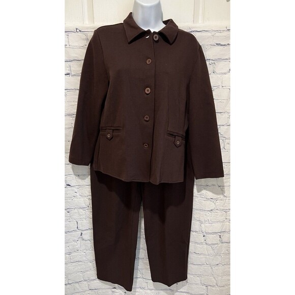 Talbots Pants - Talbots Pant Suit Brown Button Front Long Sleeve Jacket And Pants Size Medium